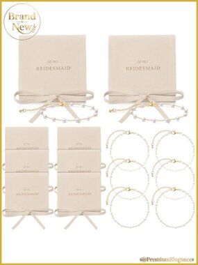Bridesmaid Pearl Bracelet Set with Pouch - Gold Plated Zinc Alloy Jewelry Party